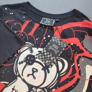 Rebel Vengeance Men Graphic Tee XL Black Streetwear Bear Print NWT Edgy